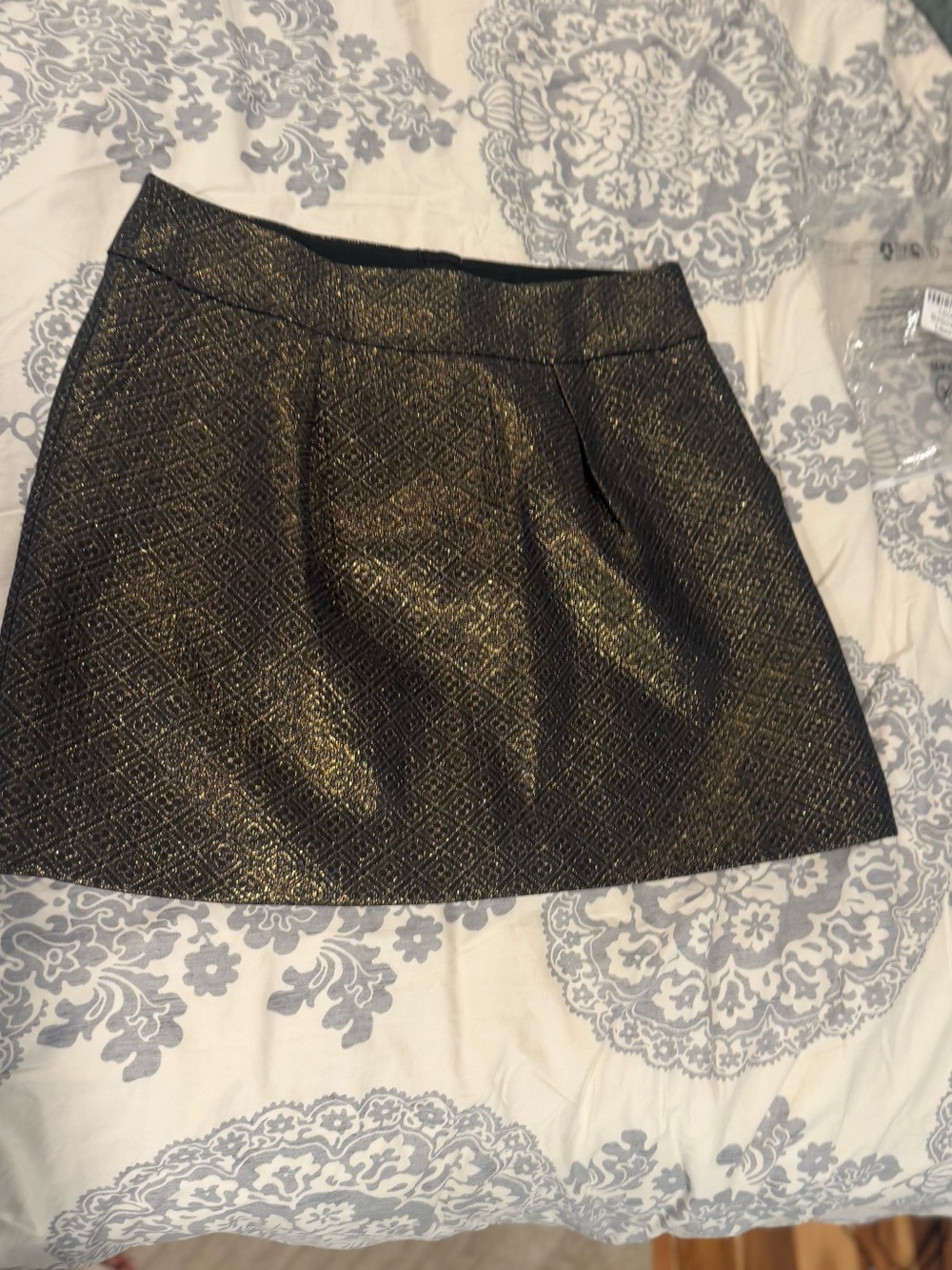 Black & Gold Textured Loft A-Line Skirt